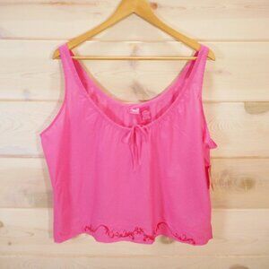 NWT Swell By Cynthia Rowley XXL Pink Babydoll Tank Top Embroidered Y2K Vintage